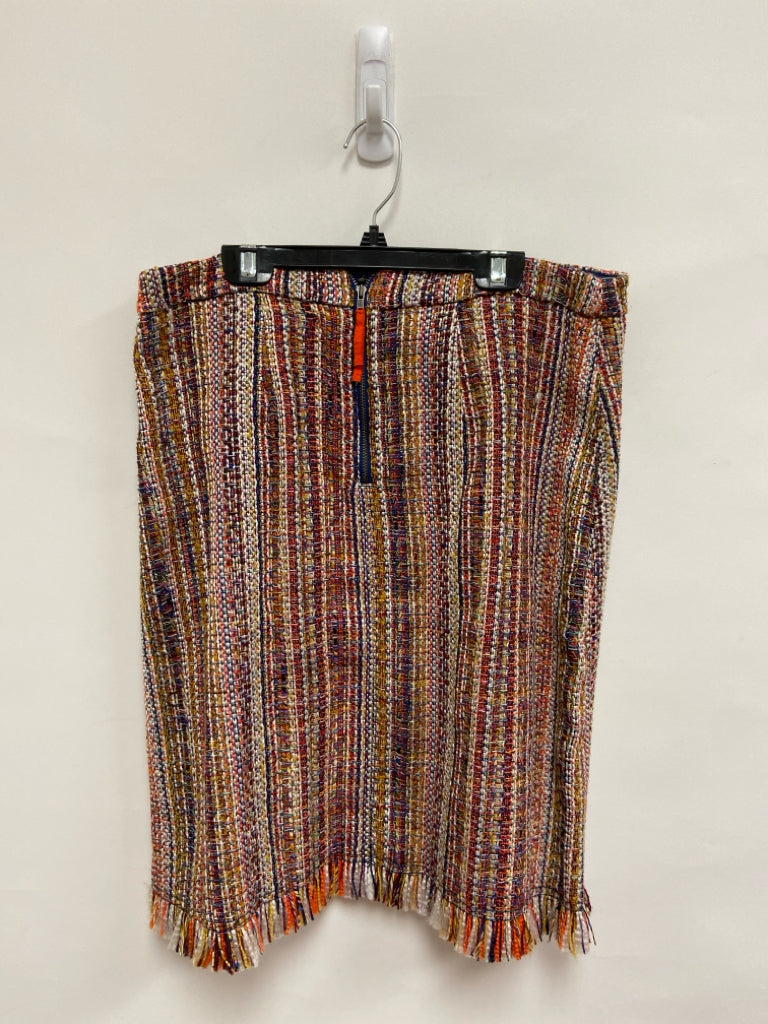 Maeve Size 12 Orange/Cream Gold/Multi Woven Ladies Skirt