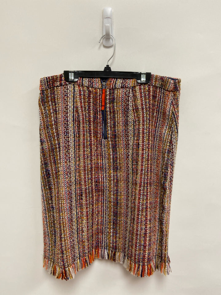 Maeve Size 12 Orange/Cream Gold/Multi Woven Ladies Skirt