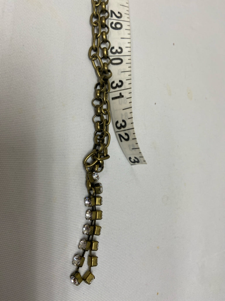 NWT Gold Color Clear Jeweled Necklace