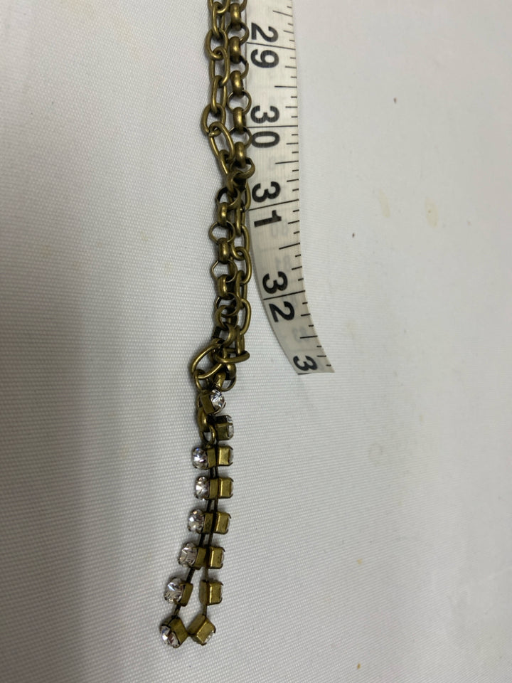 NWT Gold Color Clear Jeweled Necklace