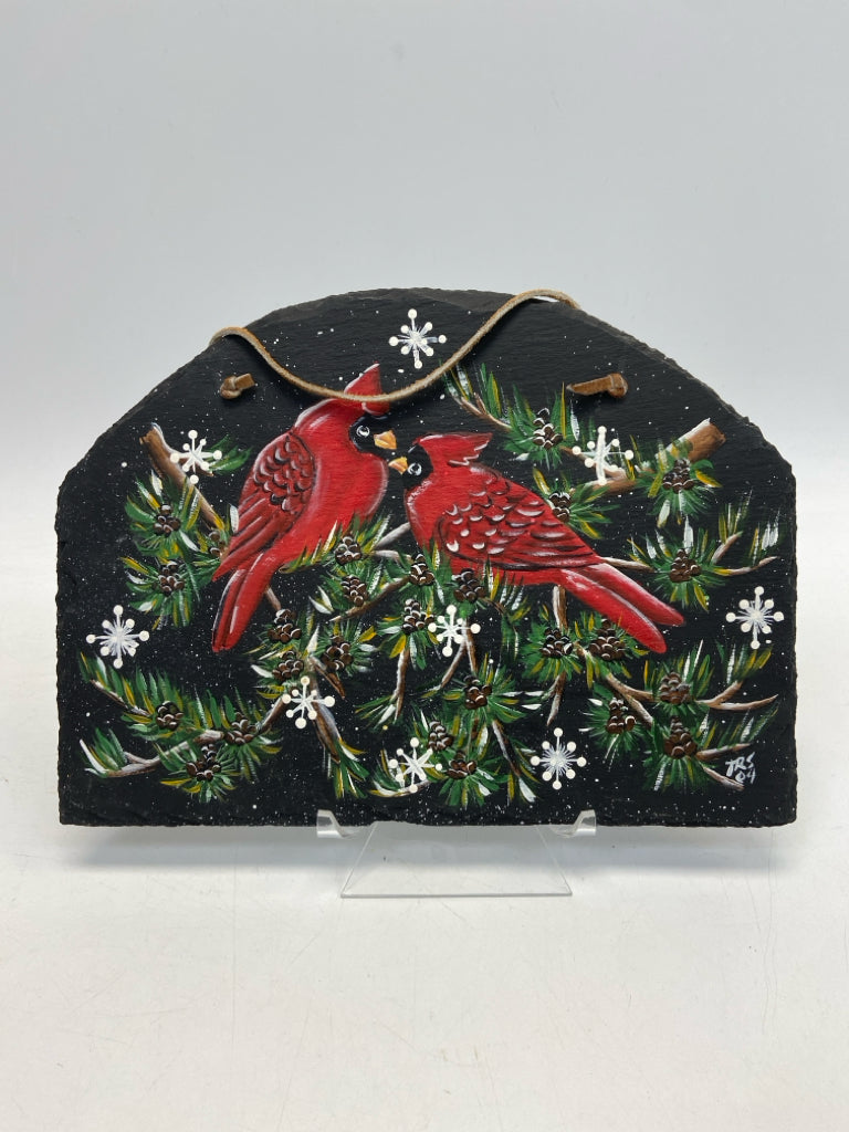 Black Red/Green Cardinal Slate Christmas