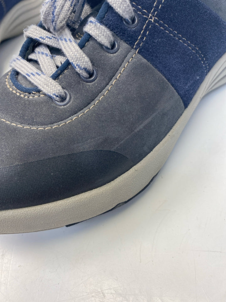 Clarks US Size 6.5 Navy Dark Gray Lace-up Sneakers