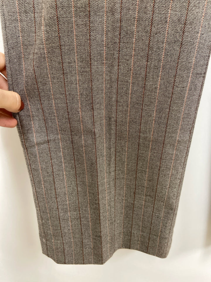 WHBM Size 4 Taupe Coral/Brown Pinstripe Wide Leg Ladies Pants