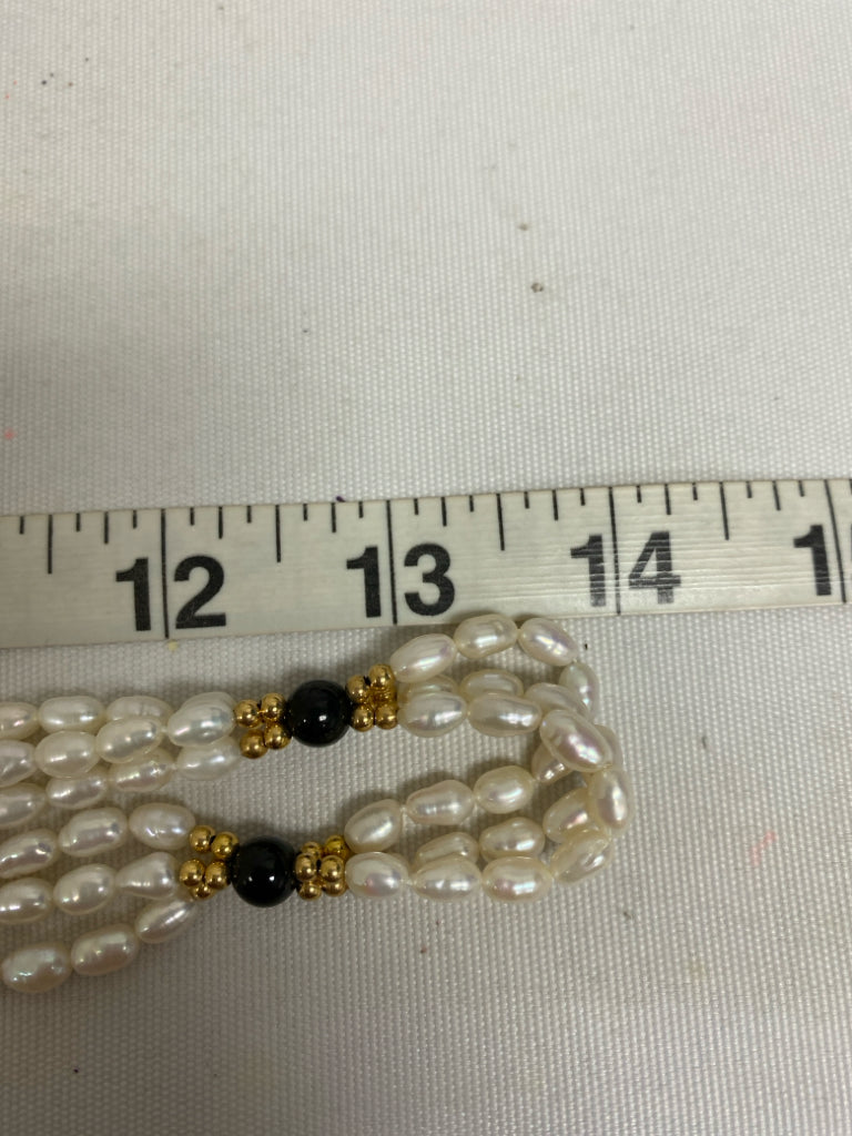 Pearl Gold/Black Beaded Necklace