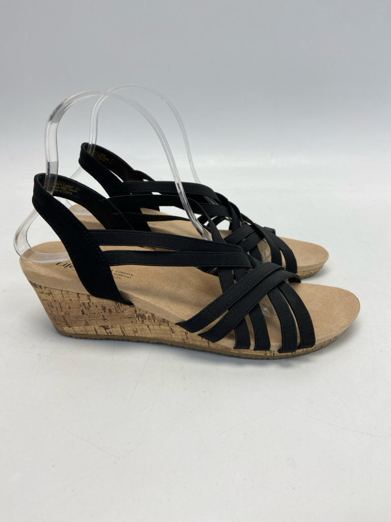 Life Stride  Size 8.5 Black Sandals