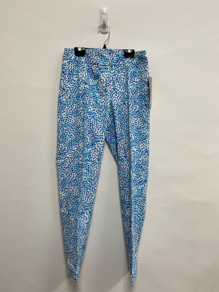 NWT SlimSation Size 6 White Blue/Aqua Dots Pull-on Ladies Pants