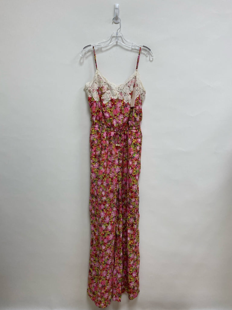 NWT Size S Red/Pink White/Green Floral Sleeveless Ladies Jumpsuit