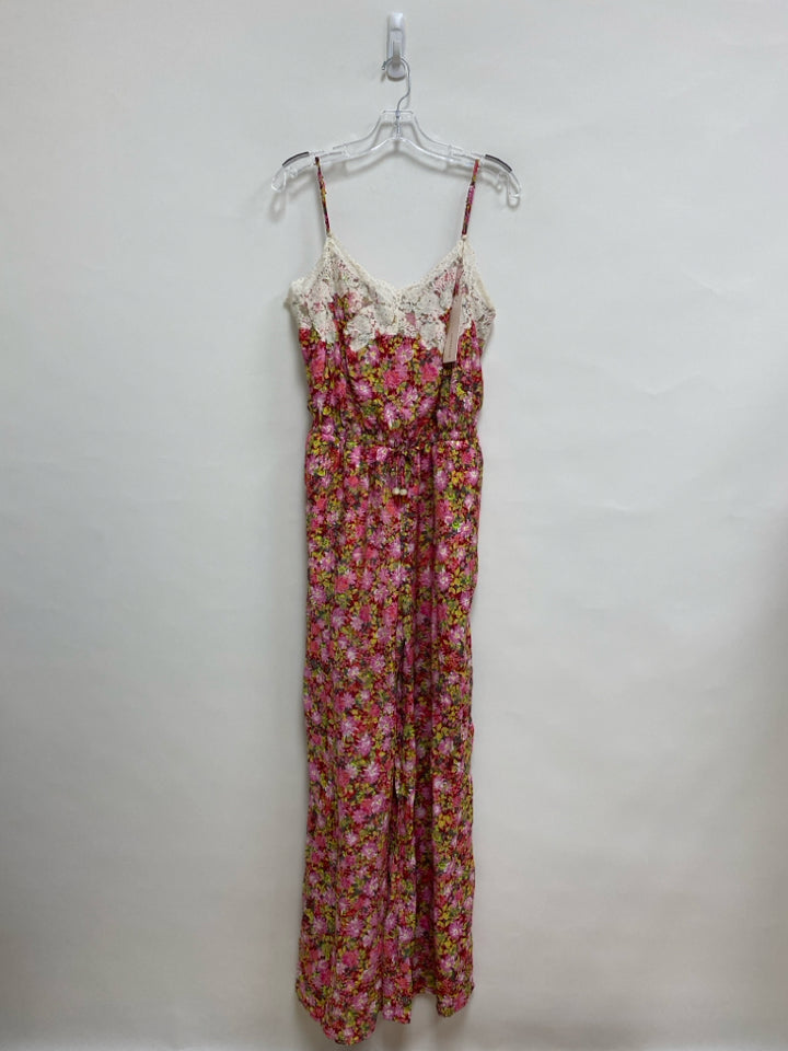 NWT Size S Red/Pink White/Green Floral Sleeveless Ladies Jumpsuit