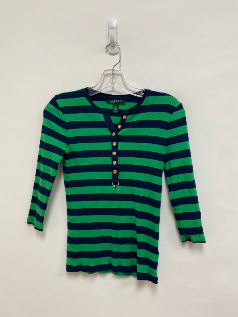 Lauren Ralph Lauren Size S Navy Green Striped Ladies Top