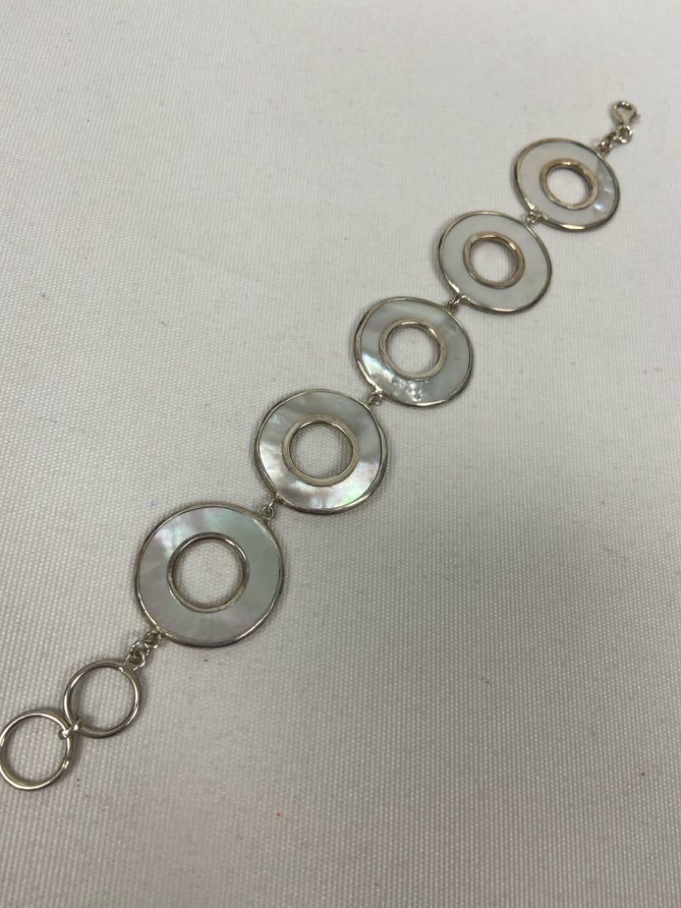 Sterling Silver Iridescent Disc Bracelet