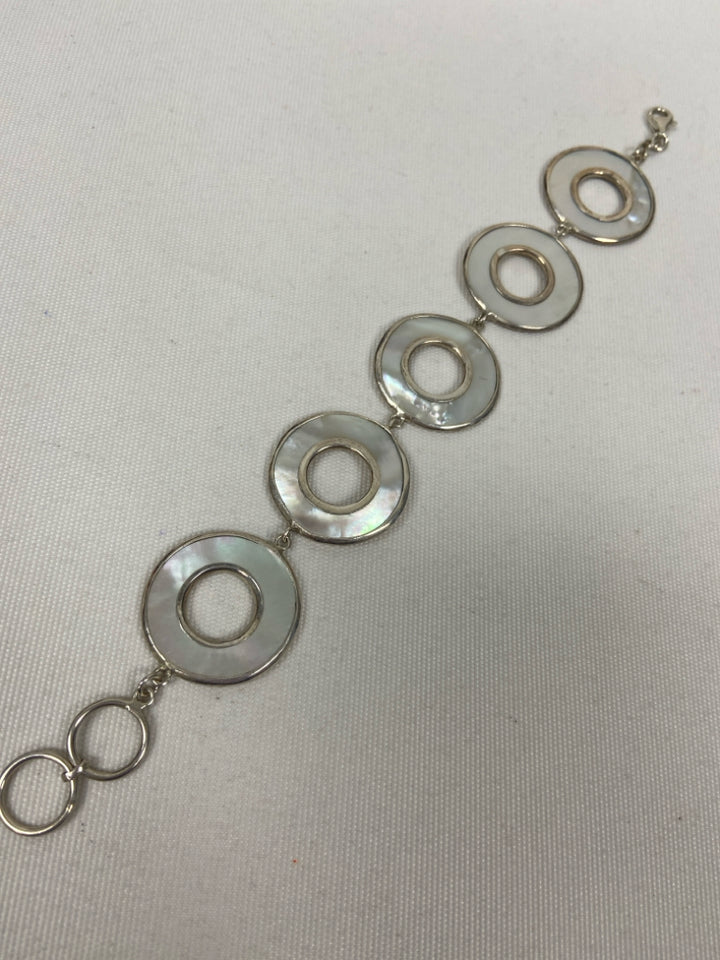 Sterling Silver Iridescent Disc Bracelet