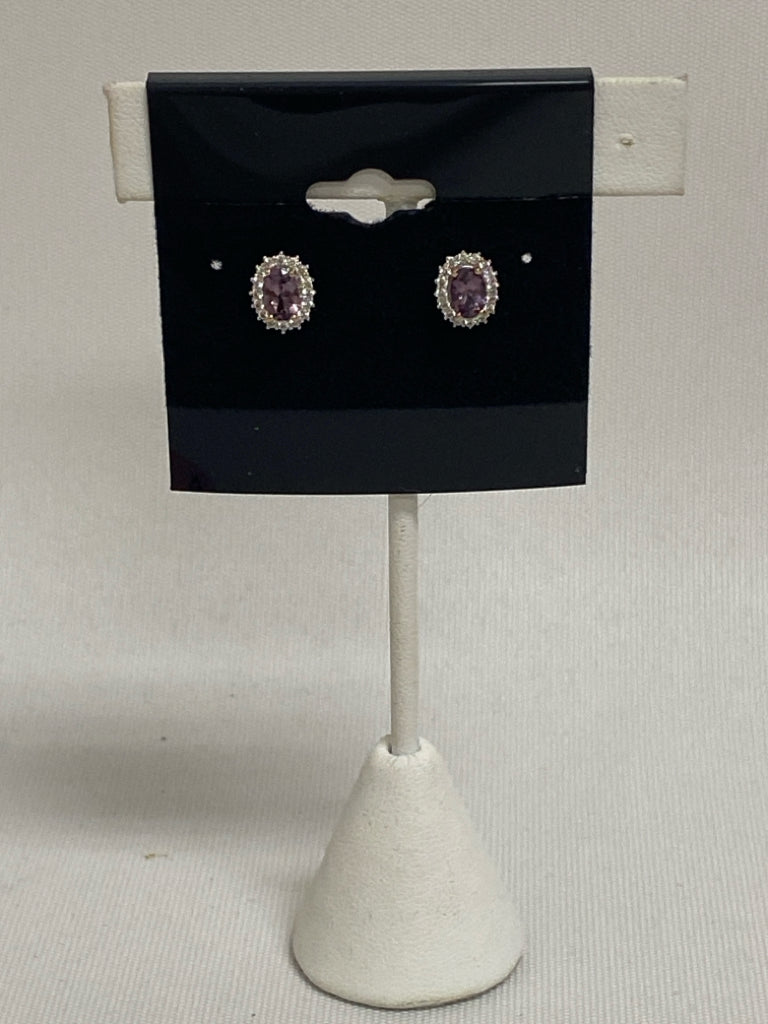 Rose Gold Purple Jeweled Earrings
