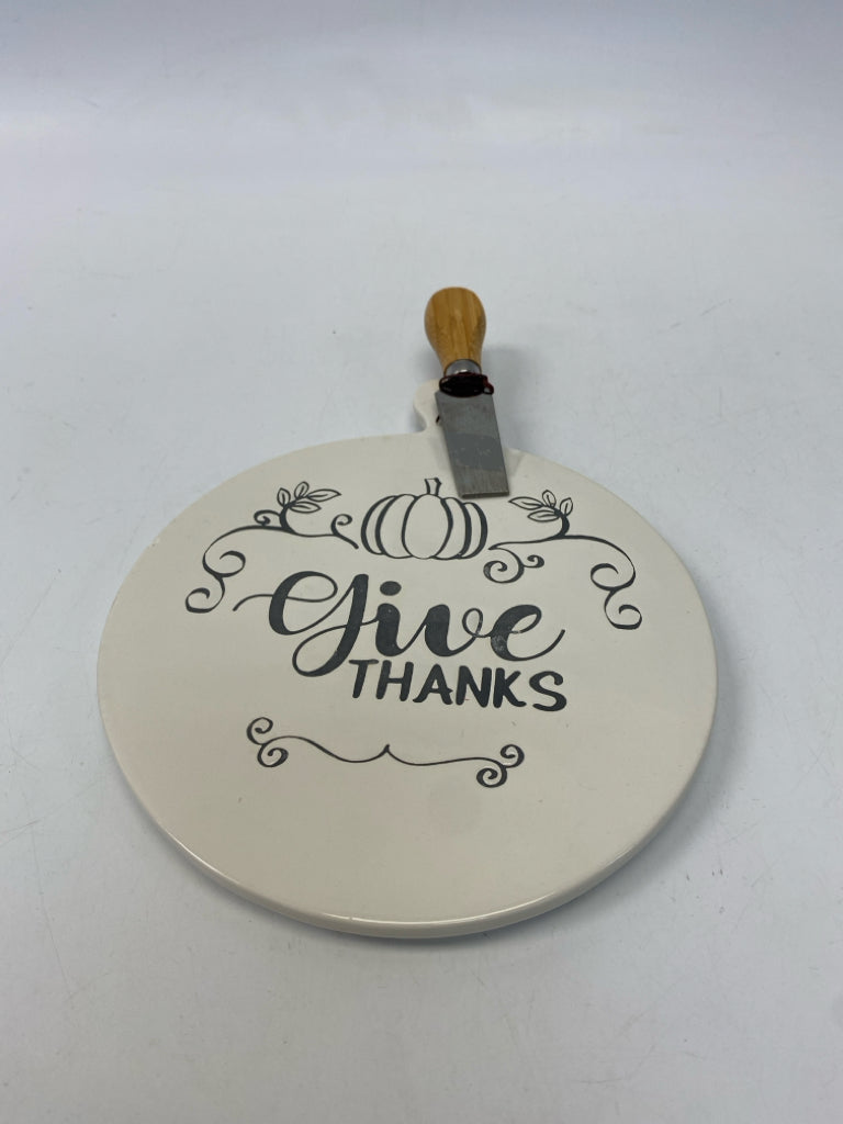 White/Gray Words Ceramic Serving Piece