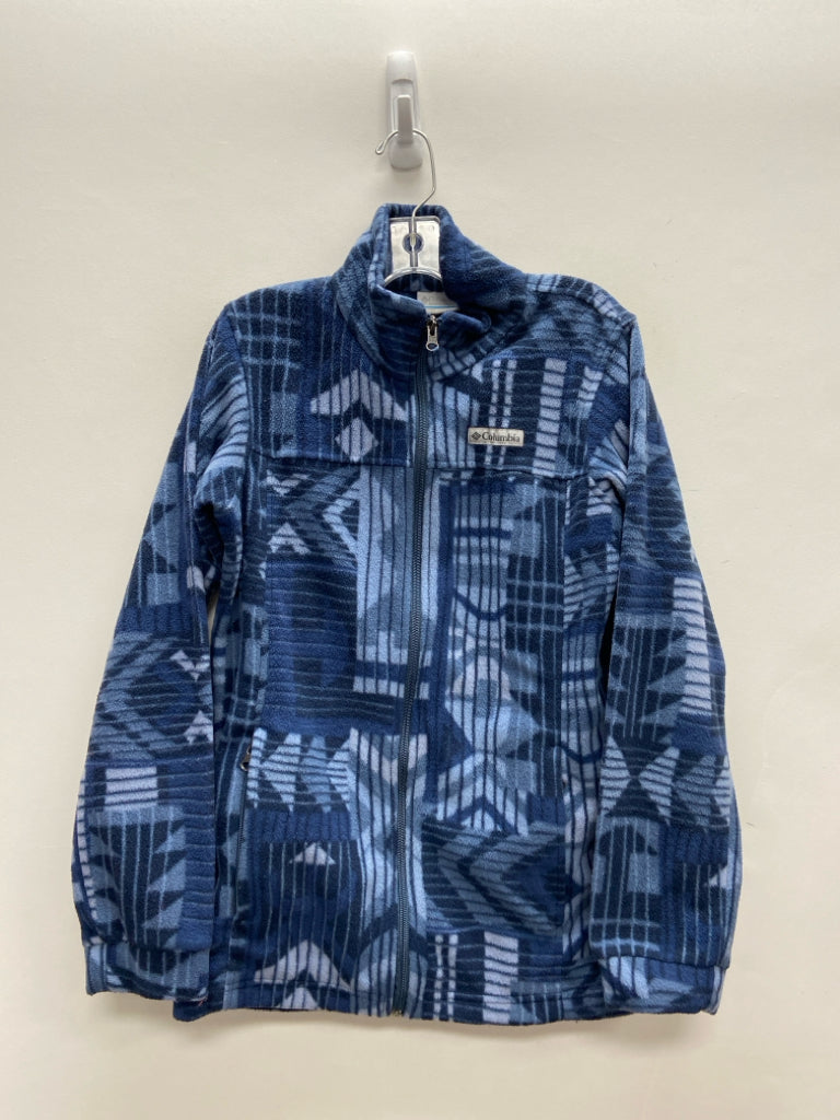Columbia SIZE 14/16 Navy/Blue Assorted Print Zip Down Fleece Boy&