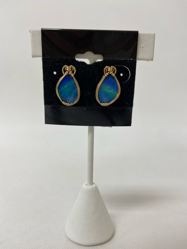 Blue/Green Iridescent Beaded Earrings