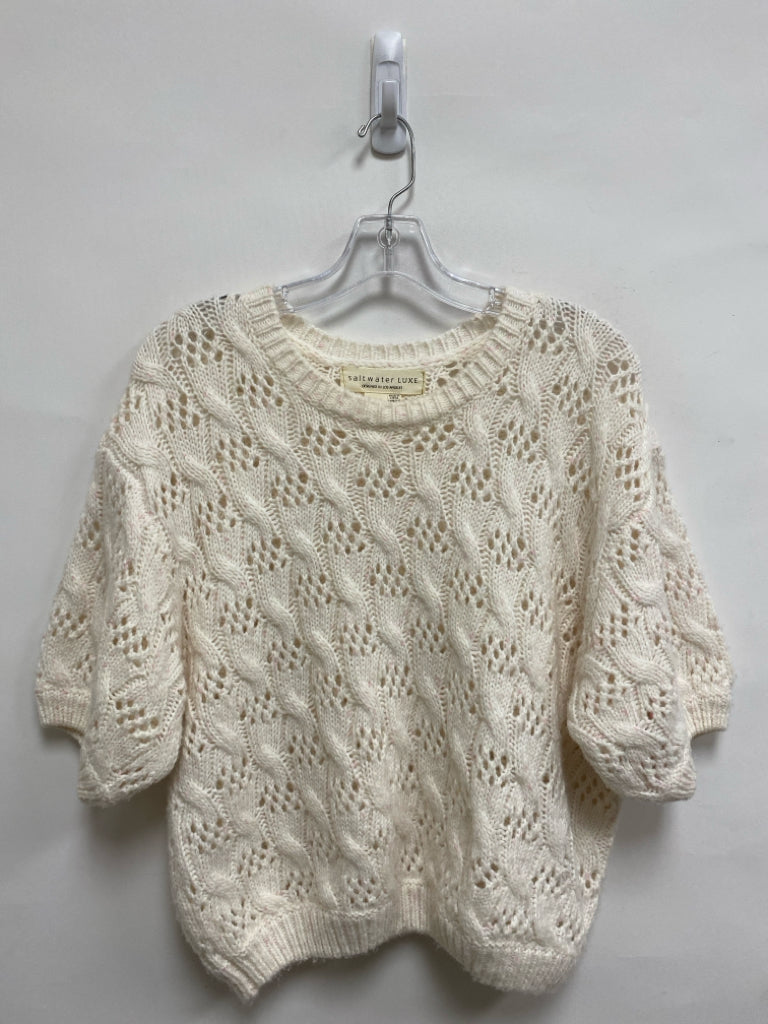Saltwater Luxe Size M Cream Short Sleeve Ladies Sweater