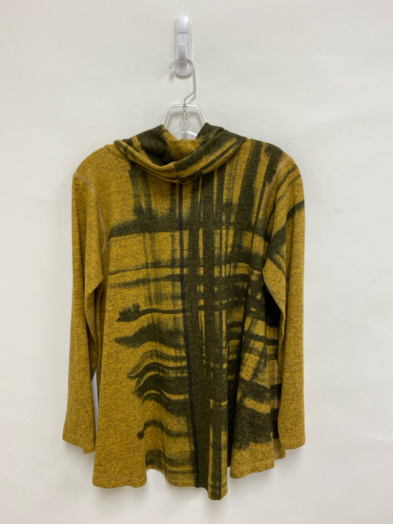Inoah Size S Goldenrod Charcoal Mottled Cowl Neck Ladies Top