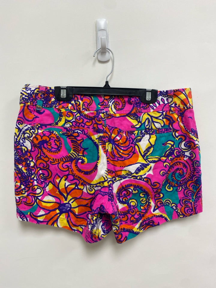 LILLY PULITZER Size 6 Fuschia Purple/Yellow Flowers Ladies Shorts