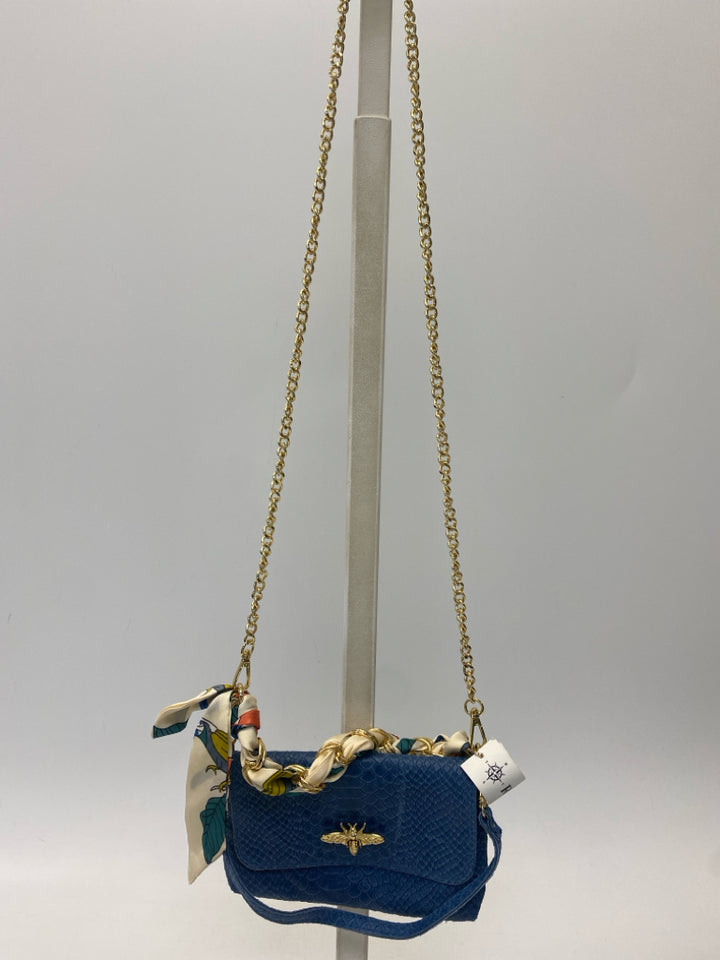 NWT Rust &amp; Co Blue Embossed Leather Handbag