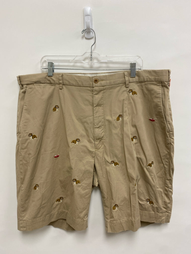Polo Size 42 Khaki Brown/Blue Dogs Embroidered Men&