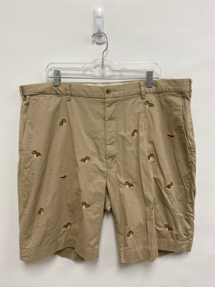 Polo Size 42 Khaki Brown/Blue Dogs Embroidered Men&