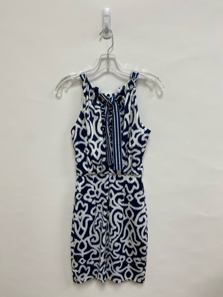 Gretchen Scott Size XXS White Navy Halter Ladies Dress