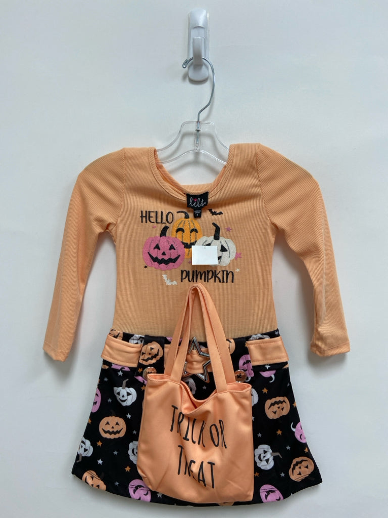 NWT SIZE 4 Peach Black Pumpkin Girl&