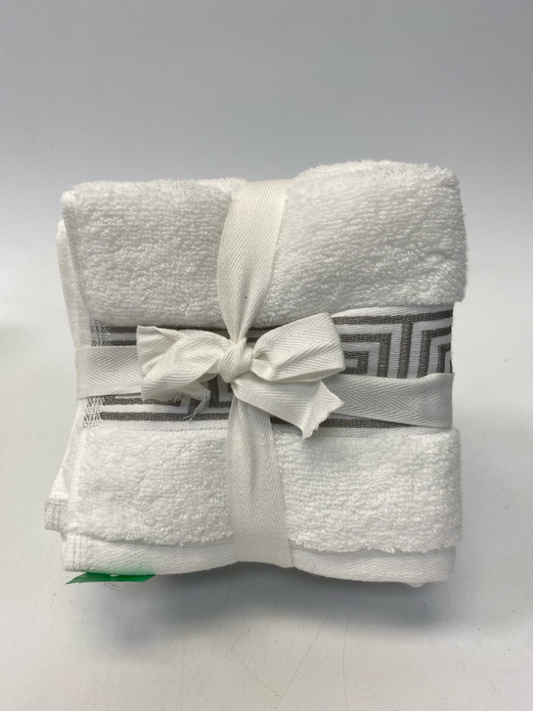NWT White Gray Trimmed Towel