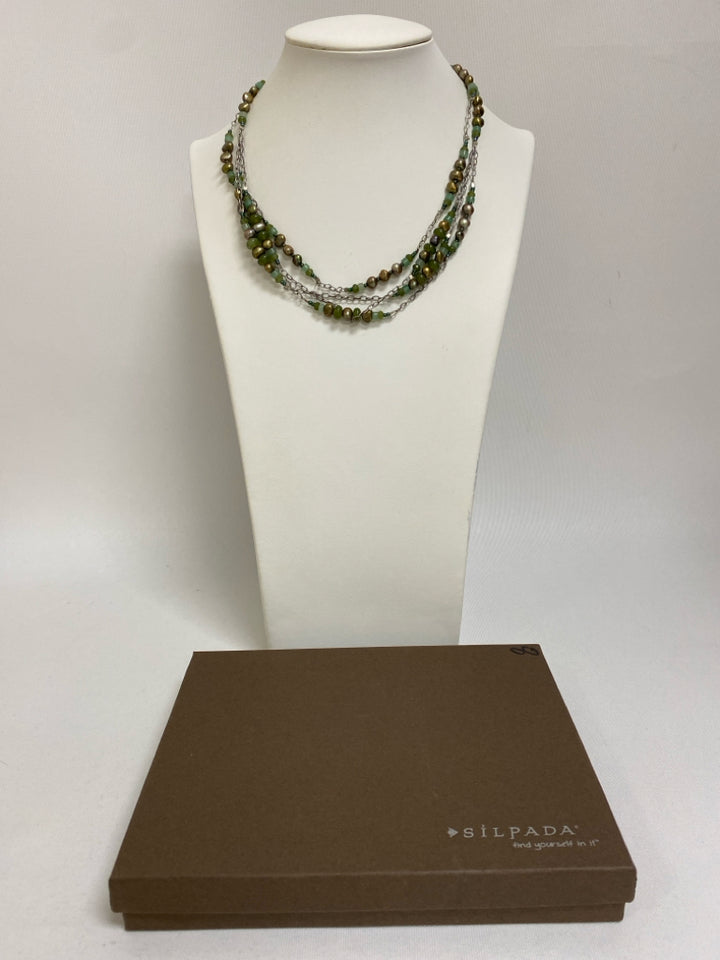 Green/Blue Brown Pearl Necklace