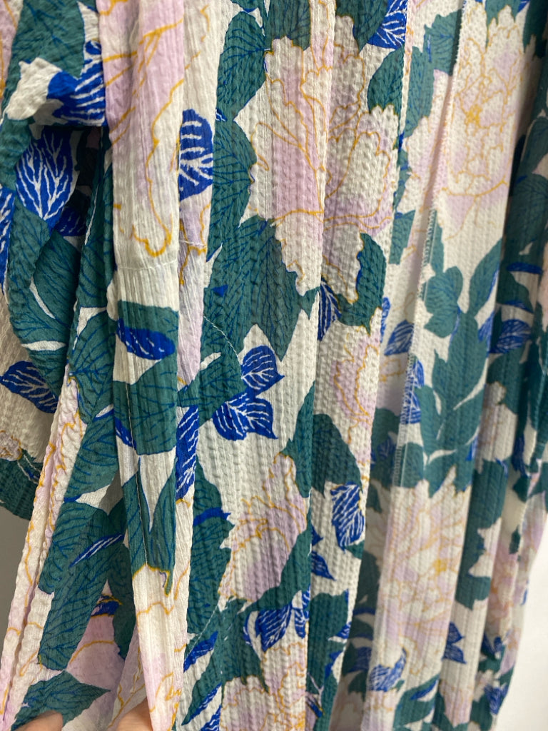 Free People Size S Cream Green/Multi Floral Ladies Kimono
