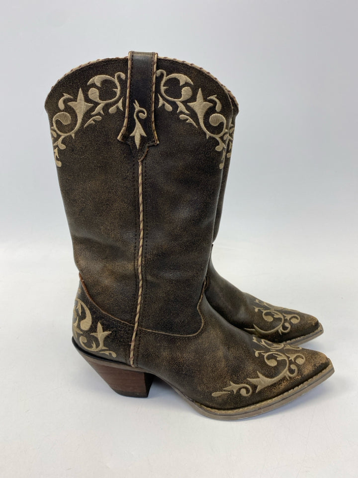 Durango  Size 9 Brown Gold Embroidered Boots