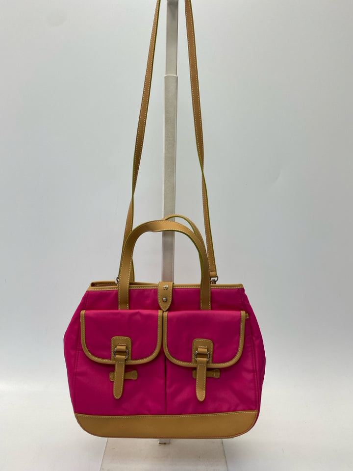 Aigner Hot Pink Brown Nylon Handbag