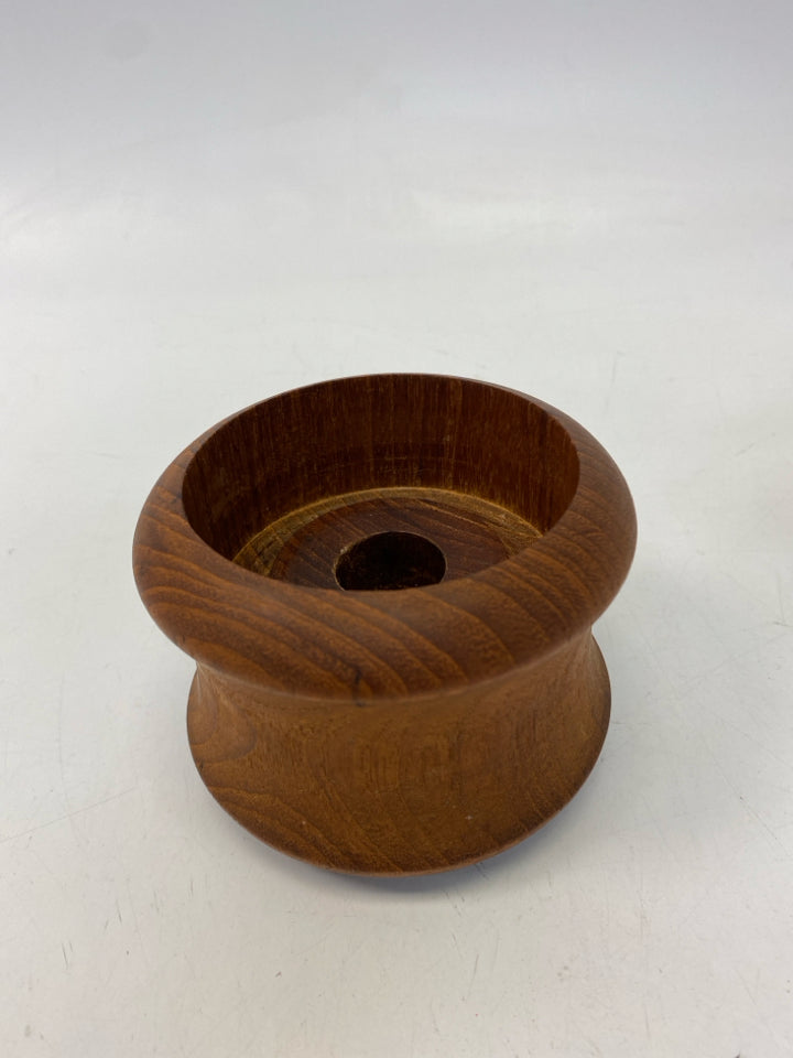 Clear Brown Wood/Glass Candleholder(s)