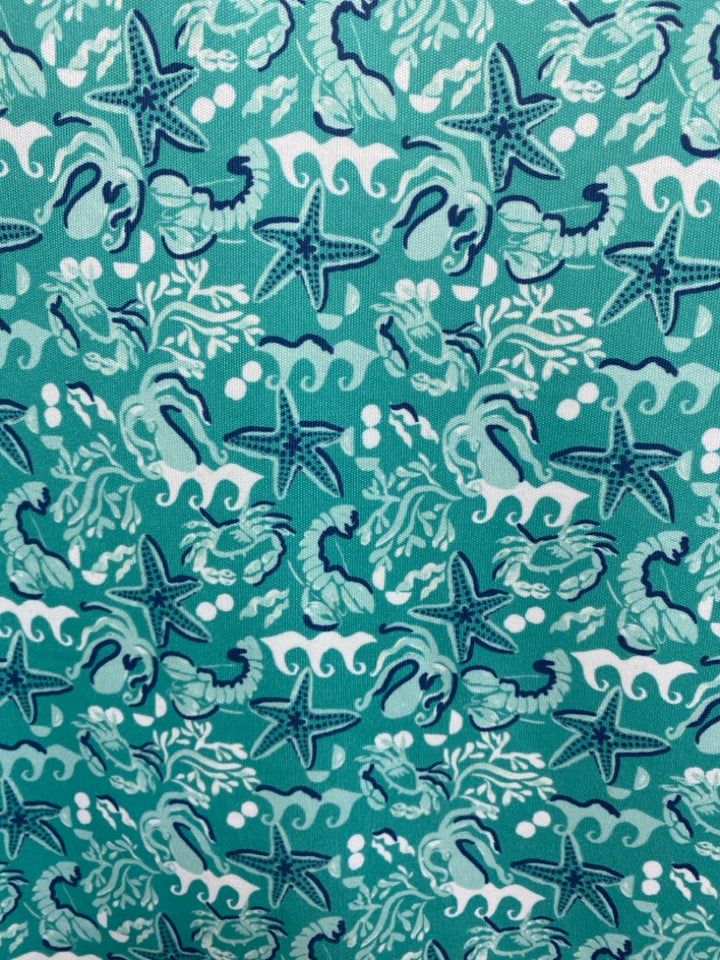ProTour Size 4X Seafoam Navy/White Starfish Polo Men&
