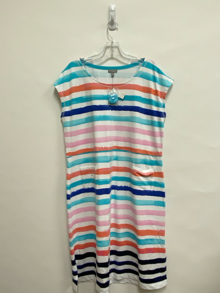 NWT Talbots  SIZE  1X White/Blue Coral/Pink Striped Plus Size Dress