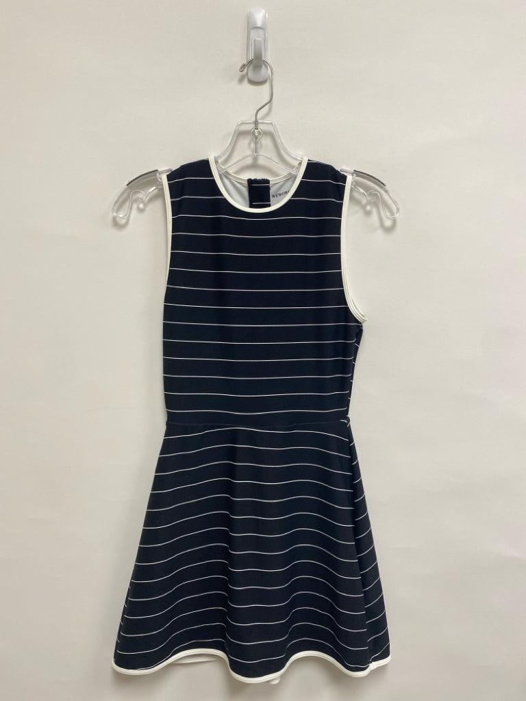 Size S Black White Stripes Sleeveless Ladies Dress