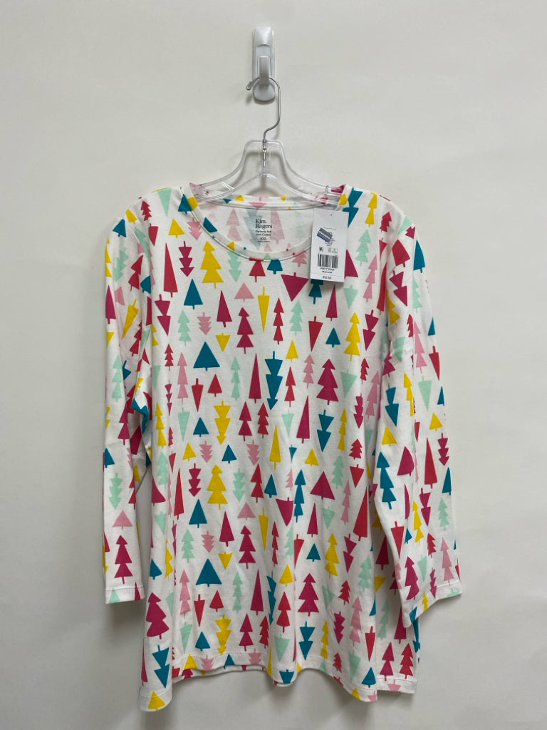NWT Kim Rogers  SIZE  XXL White Multi Color Trees Plus Size Top