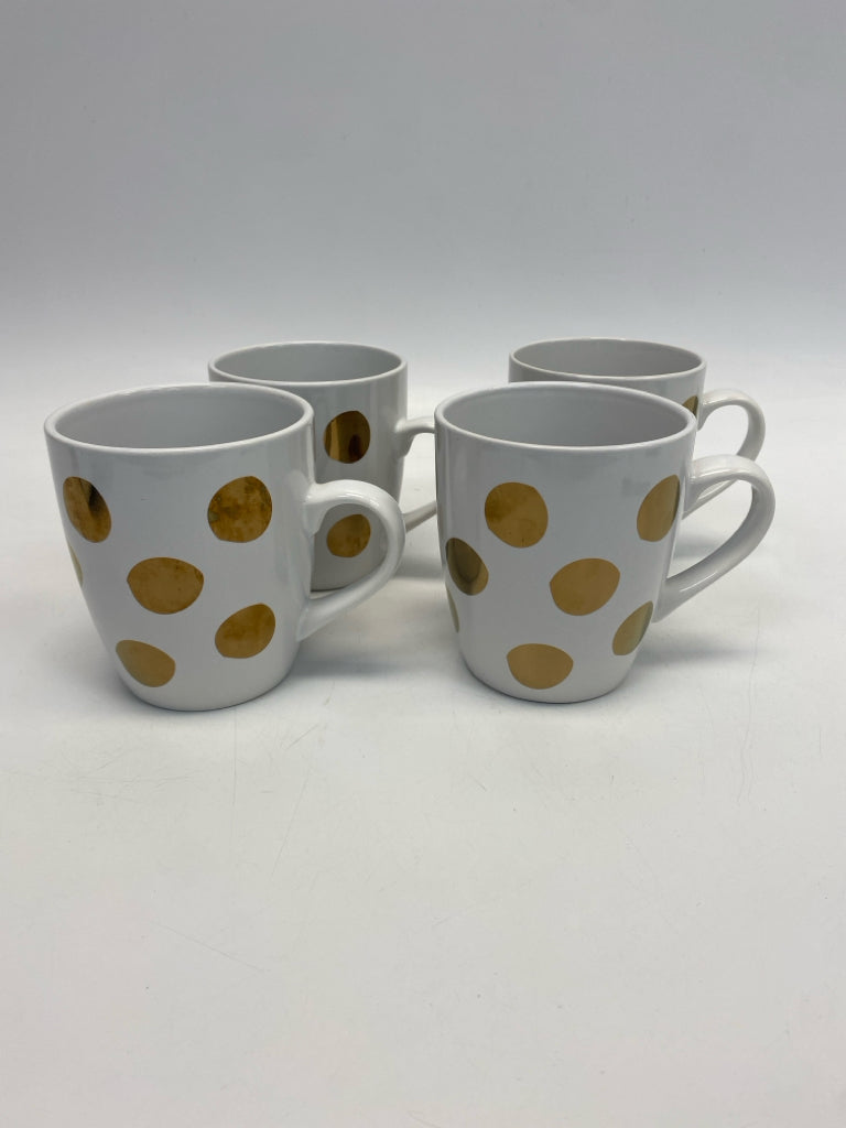 White Gold Polka Dot Coffee Mug