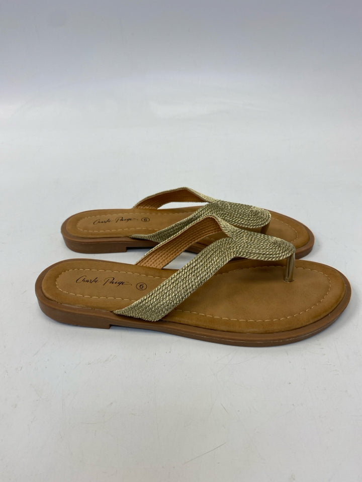 Charlie Paige  Size 6 Gold Woven Metallic Sandals