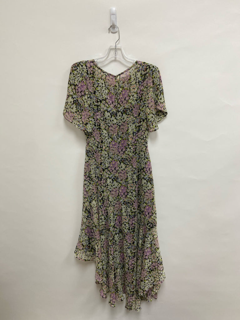 ASTR Size M Black/White Purple/Green Floral Maxi Sheer Ladies Dress