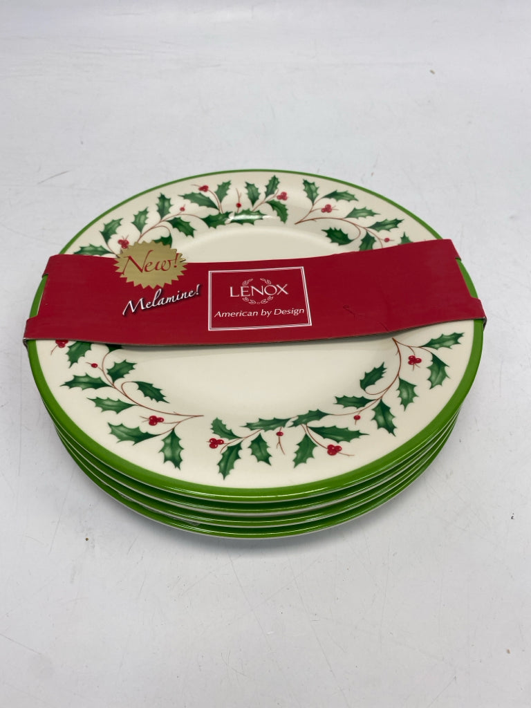 NEW Lenox White Green/Red Holly Berries Melamine Christmas