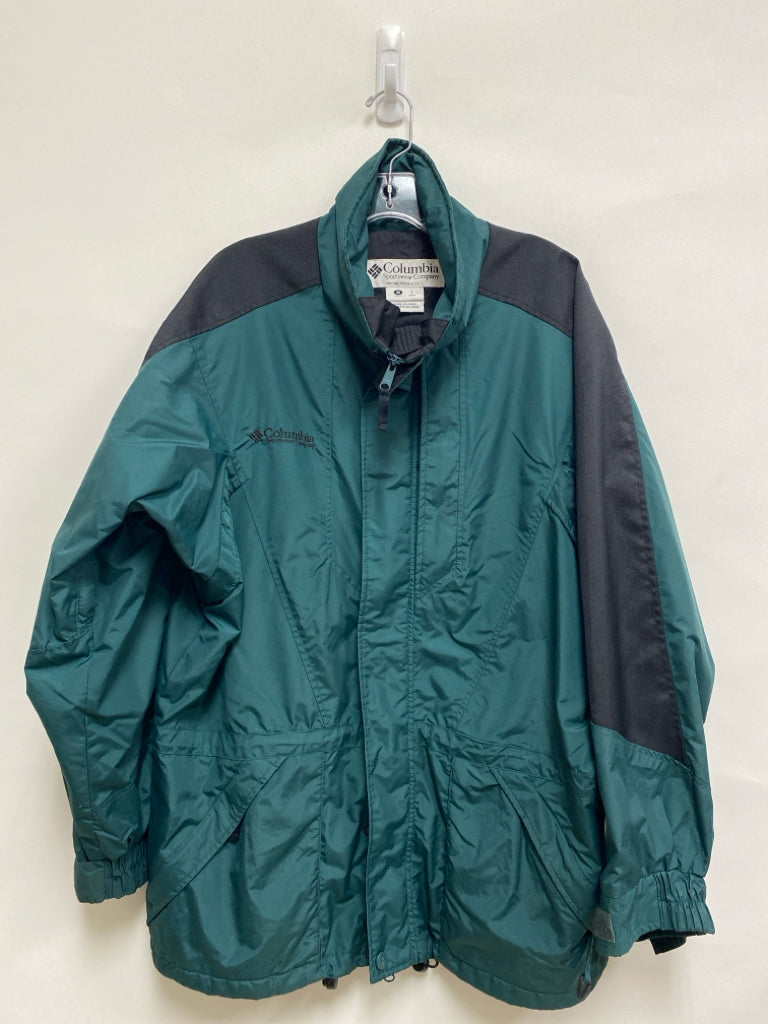 Columbia Size M Dark Green Black Zip Down Men&