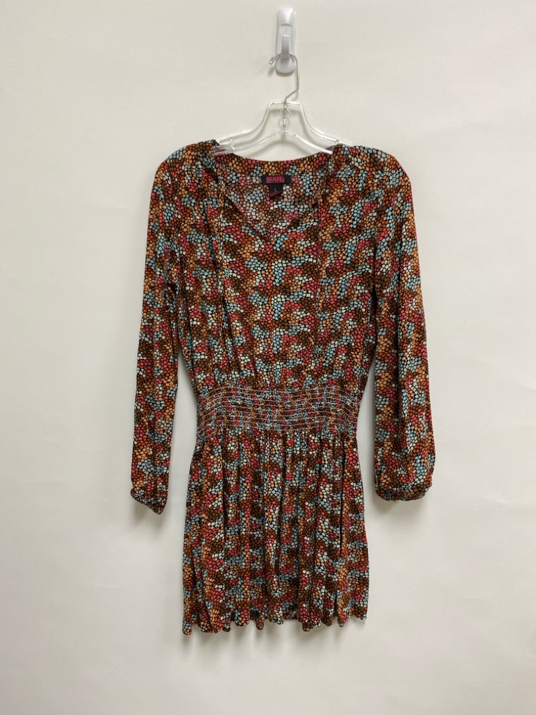 Size L Orange Blue/Pink Flowers Ladies Dress