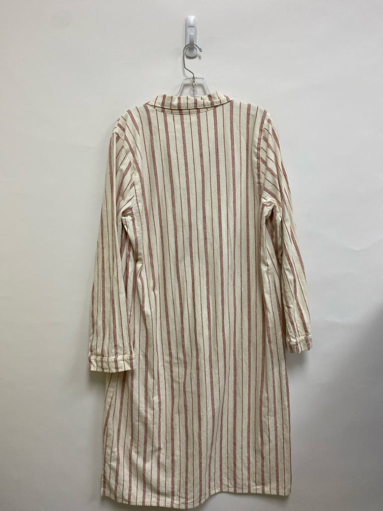 Garnet Hill Size L White Red Striped Flannel Ladies Dress