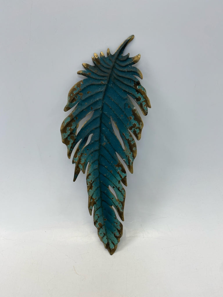 Dark Turquiose Brown Distressed Metal Wall Hanging