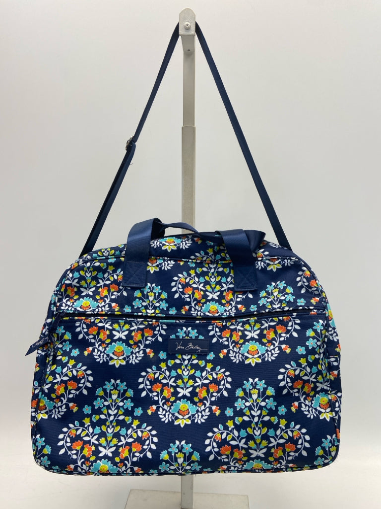 Vera Bradley Dark Blue Multi Color Flowers Duffle Bag