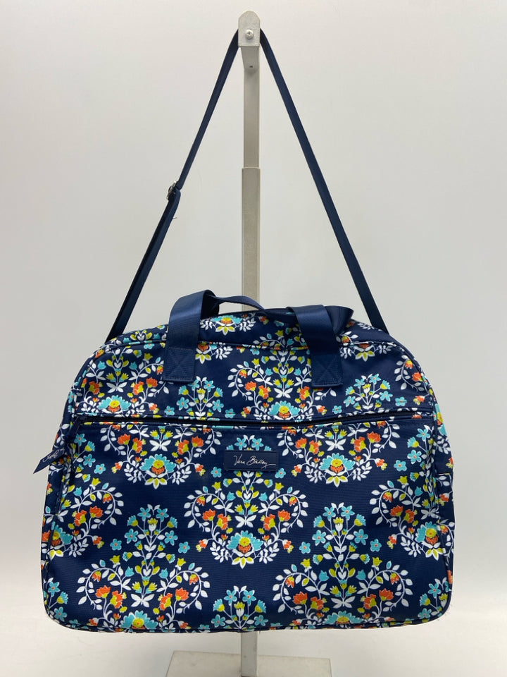 Vera Bradley Dark Blue Multi Color Flowers Duffle Bag