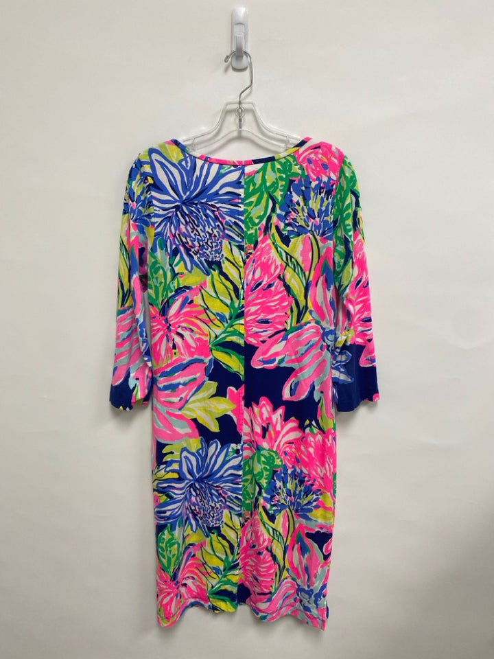 LILLY PULITZER Size M Navy/Blue Pink/Multi Floral Ladies Dress