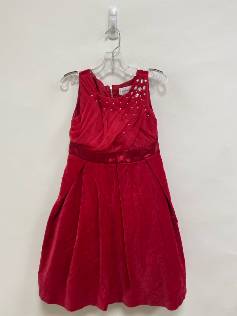 American Girl SIZE 10 Red Rhinestone Sleeveless Velour Girl&