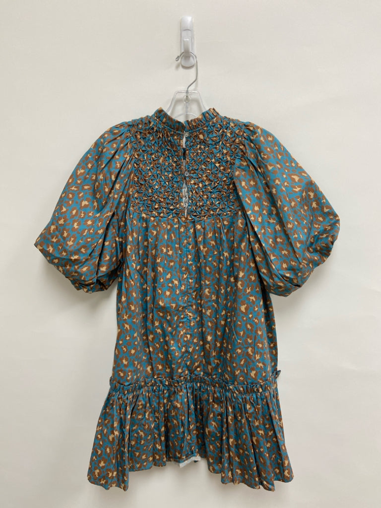 Tyler Boe Size S Blue Tan/Brown Animal Print Ladies Dress